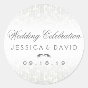 Wedding Celebration Round Names & Date Sticker