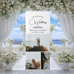 Wedding Celebration Script Photo Collage Retractable Banner