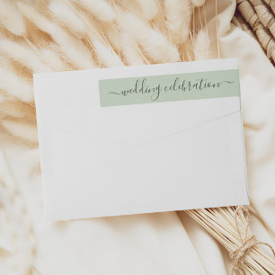 Wedding Celebration   Soft Green Modern Script Wrap Around Label