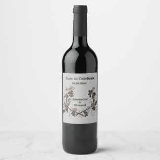 Wedding Celebration Vintage Grapes Vines Elegant Wine Label