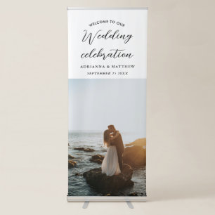 Wedding Celebration Welcome Script Photo Retractable Banner