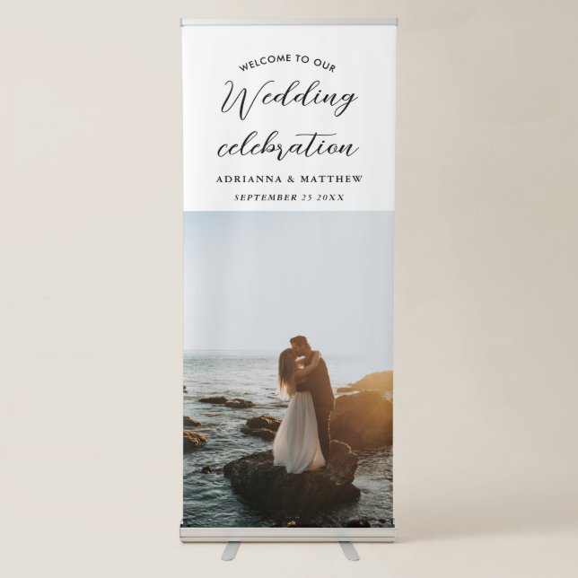 Wedding Celebration Welcome Script Photo Retractable Banner (Front)