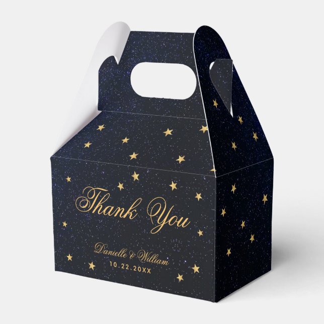 Wedding Celestial Blue Starry Night Thank You  Favour Box (Front Side)