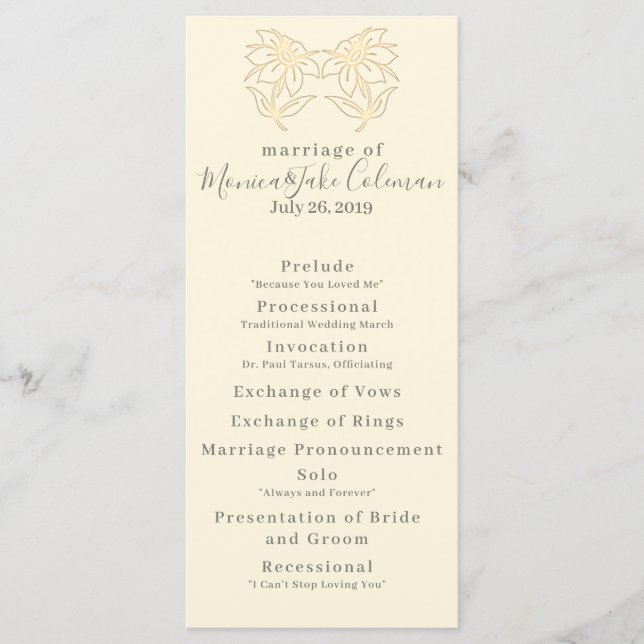 Wedding Ceremony | Classic Itinerary Programme (Front)