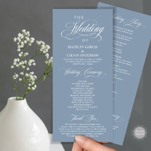 Wedding Ceremony, Classy Elegance Dusty Blue Programme