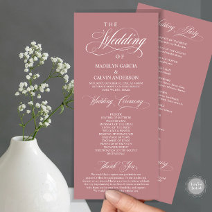 Wedding Ceremony, Classy Elegance Dusty Rose Pink Programme