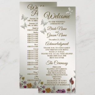 Wedding Ceremony Colourful Garden Flowers Rustic Programme