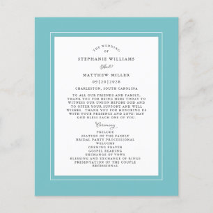 Wedding Ceremony Elegant Budget Aqua Program