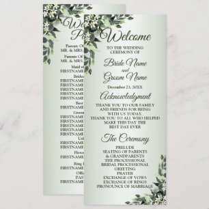 Wedding Ceremony Floral Greenery Eucalyptus Leaves Programme