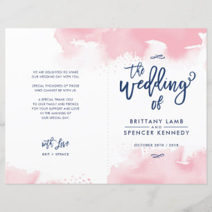 WEDDING CEREMONY hand lettered pink watercolor