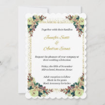 Wedding ceremony invitation card with flowers