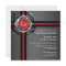 Wedding Ceremony Invitation Red Silver Embossed