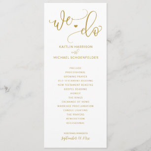 Wedding Ceremony Modern Bounce Calligraphy Gold Programme