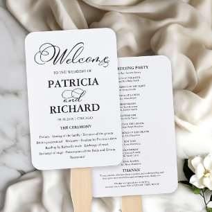 Wedding Ceremony Order of Service Elegant Program Hand Fan
