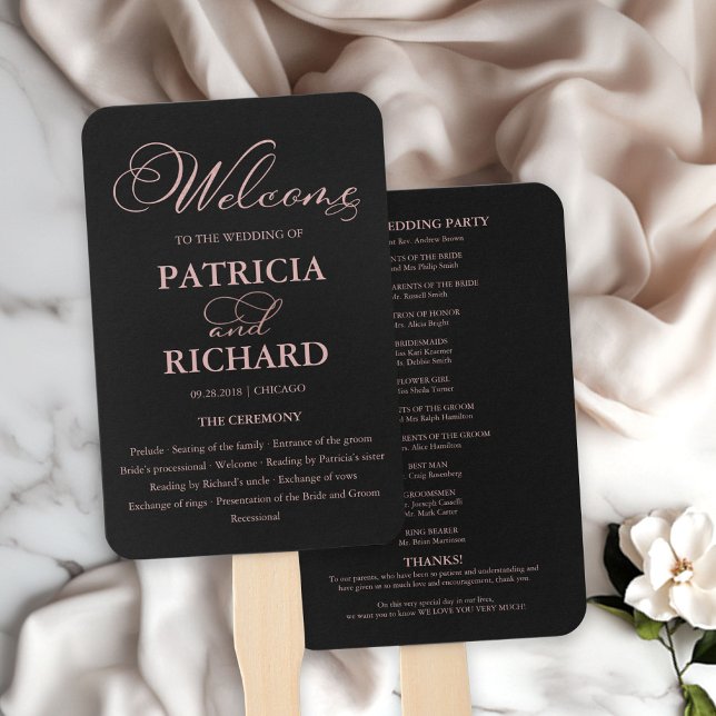 Wedding Ceremony Order of Service Elegant Program Hand Fan (Creator Uploaded)