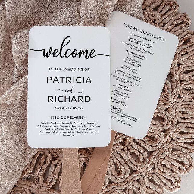 Wedding Ceremony Order of Service Program Chic Hand Fan (Creator Uploaded)