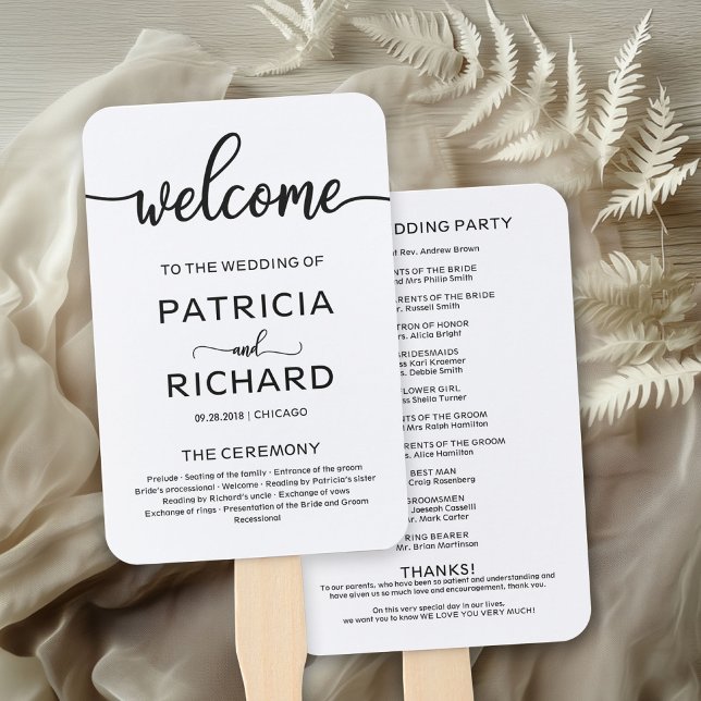 Wedding Ceremony Order of Service Program Chic Hand Fan (Creator Uploaded)