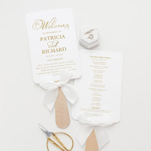 Wedding Ceremony Order of Service Program Gold Hand Fan