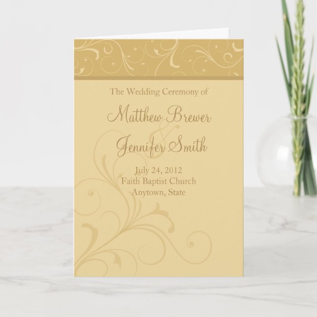 Wedding Ceremony Program and Order of Service Card (Front)