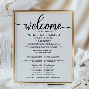Wedding Ceremony Program Board Simple Calligraphy Poster