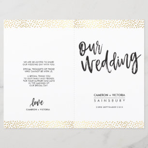 WEDDING CEREMONY PROGRAM brush type gold confetti