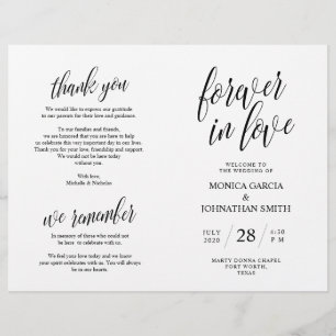 Wedding Ceremony Program, Elegance Script Black