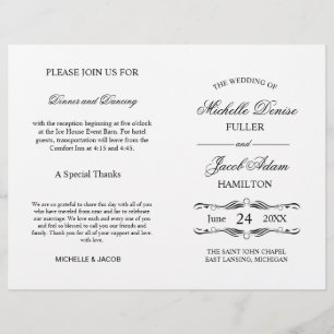 Wedding Ceremony Program   Elegant Hearts