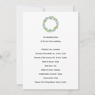 Wedding Ceremony Program Eucalyptus Botanical