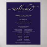 Wedding Ceremony Program Gold Script Navy Blue Poster<br><div class="desc">Wedding Ceremony Program Gold Script Navy Blue Poster</div>