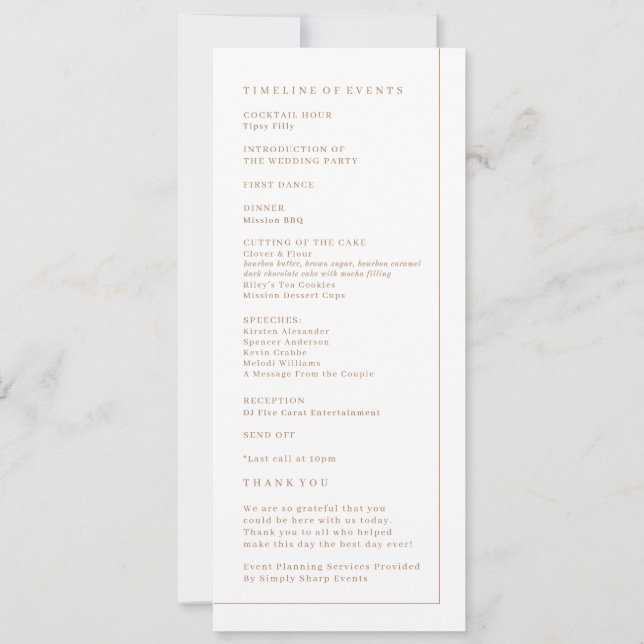 Wedding Ceremony Program Invitation (Back)