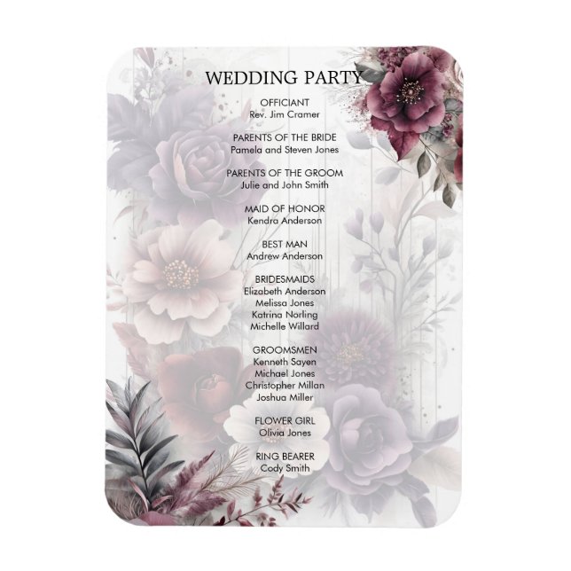 Wedding Ceremony Program Magnet (Vertical)