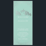 WEDDING CEREMONY PROGRAM mini silver confetti mint Programme<br><div class="desc">NOTE - THE SHINY SILVER FOIL LOOK IS A PRINTED PICTURE A super stylish flat CEREMONY PROGRAM design for your WEDDING. Wow your friends and family with this little number ;D Setup as a template it is simple for you to add your own details, or hit the customise button and...</div>