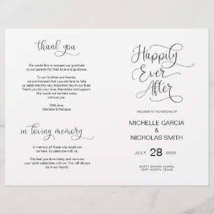 Wedding Ceremony Program Modern Handlettered Black