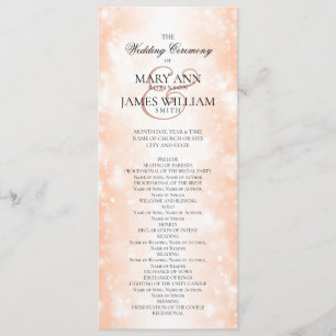 Wedding Ceremony  Program Rose Gold Shimmer Lights Programme