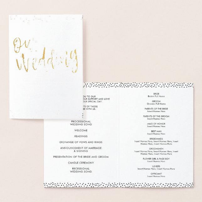 WEDDING CEREMONY PROGRAM simple handlettered type (Display)