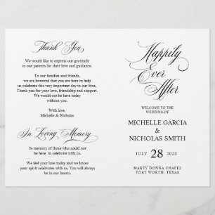 Wedding Ceremony Programs, Classic Elegance Black
