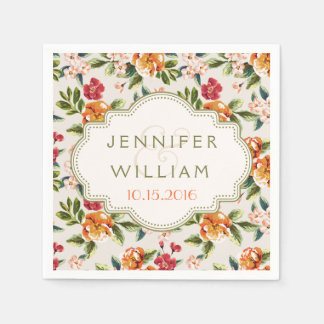 Wedding Ceremony Reception Elegant Vintage Floral Napkin