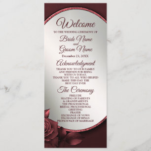 Wedding Ceremony Red Pink Roses Flowers Frame Programme