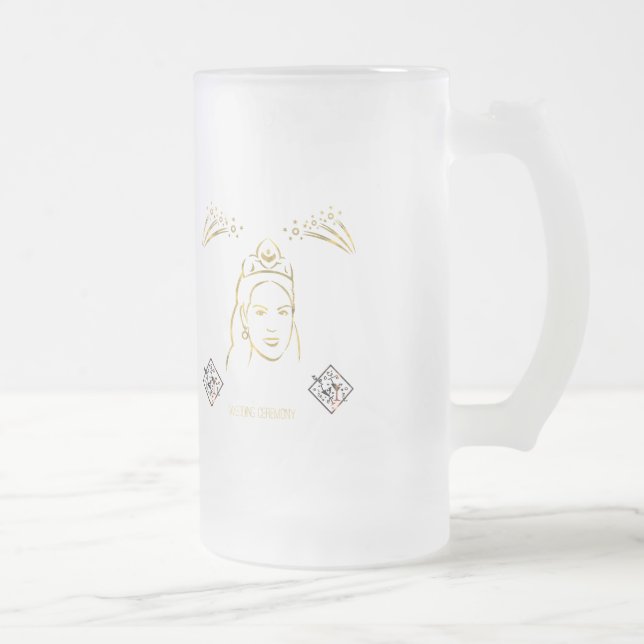 wedding ceremony style frosted glass beer mug (Right)