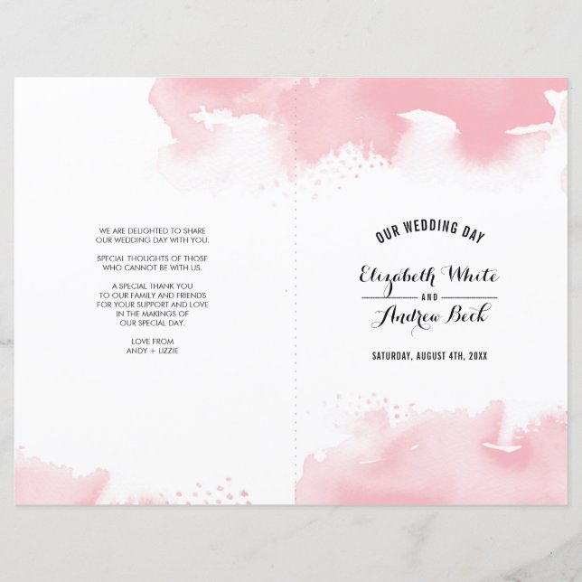 WEDDING CEREMONY stylish watercolor blush pink (Front)