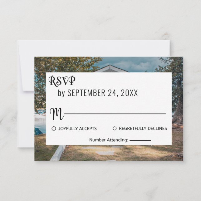 Wedding ceremony trees summer floral wedding RSVP  (Front)