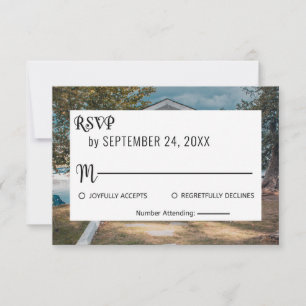 Wedding ceremony trees summer floral wedding RSVP  Card