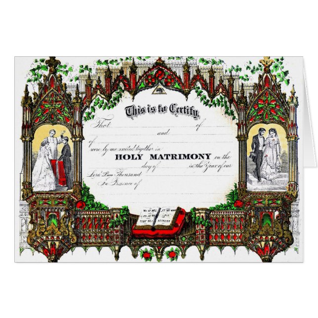 wedding certificate from 1877 (Front Horizontal)