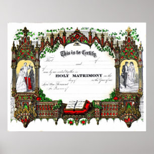 wedding certificate from 1877 poster