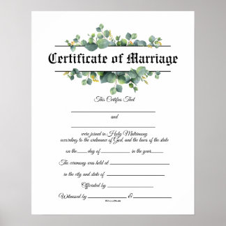 Wedding Certificate Poster