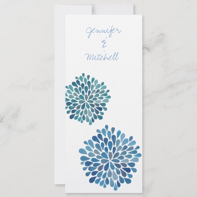 Wedding Cerulean Blue Flower Blooms Invitation (Front)