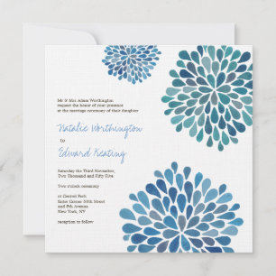 Wedding Cerulean Blue Flower Blooms Invitation