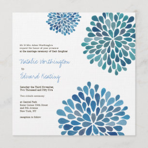 Wedding Cerulean Blue Flower Blooms Invitation