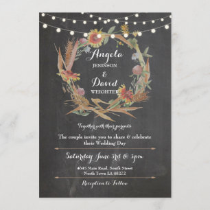Wedding Chalk Fall in Love Wreath Party Invitation
