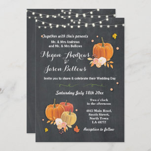 Wedding Chalk Rustic Pumpkin Fall Autumn Invite
